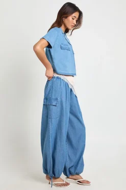 boohoo Pantalon Ballon En Chambray<Femme Pantalons