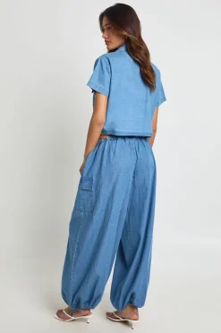 boohoo Pantalon Ballon En Chambray<Femme Pantalons