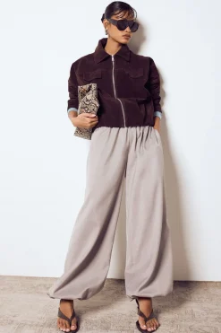 Pantalon Ballon en Crêpe Tissé