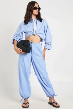 Pantalon Ballon En Popeline Rayée