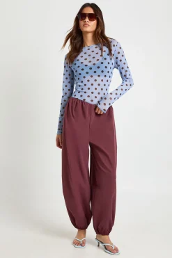 boohoo Pantalon Ballon En Popeline Taille Basse À Ceinture Dissimulée<Femme Pantalons