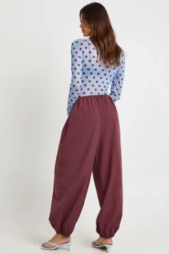 boohoo Pantalon Ballon En Popeline Taille Basse À Ceinture Dissimulée<Femme Pantalons
