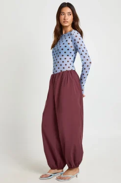boohoo Pantalon Ballon En Popeline Taille Basse À Ceinture Dissimulée<Femme Pantalons