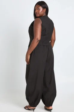 Pantalon Ballon Grande Taille Aspect Lin