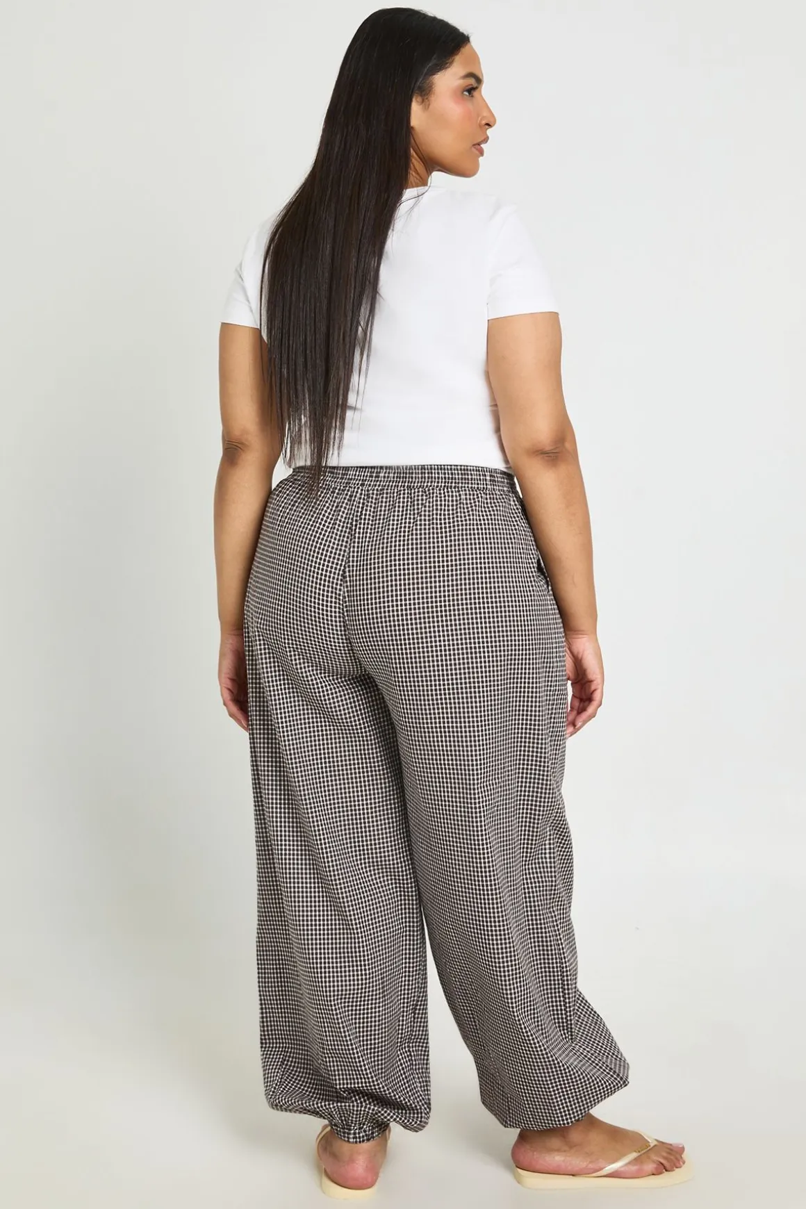 Pantalon Ballon Grande Taille À Taille Élastiquée À Carreaux Vichy
