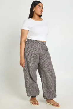Pantalon Ballon Grande Taille À Taille Élastiquée À Carreaux Vichy