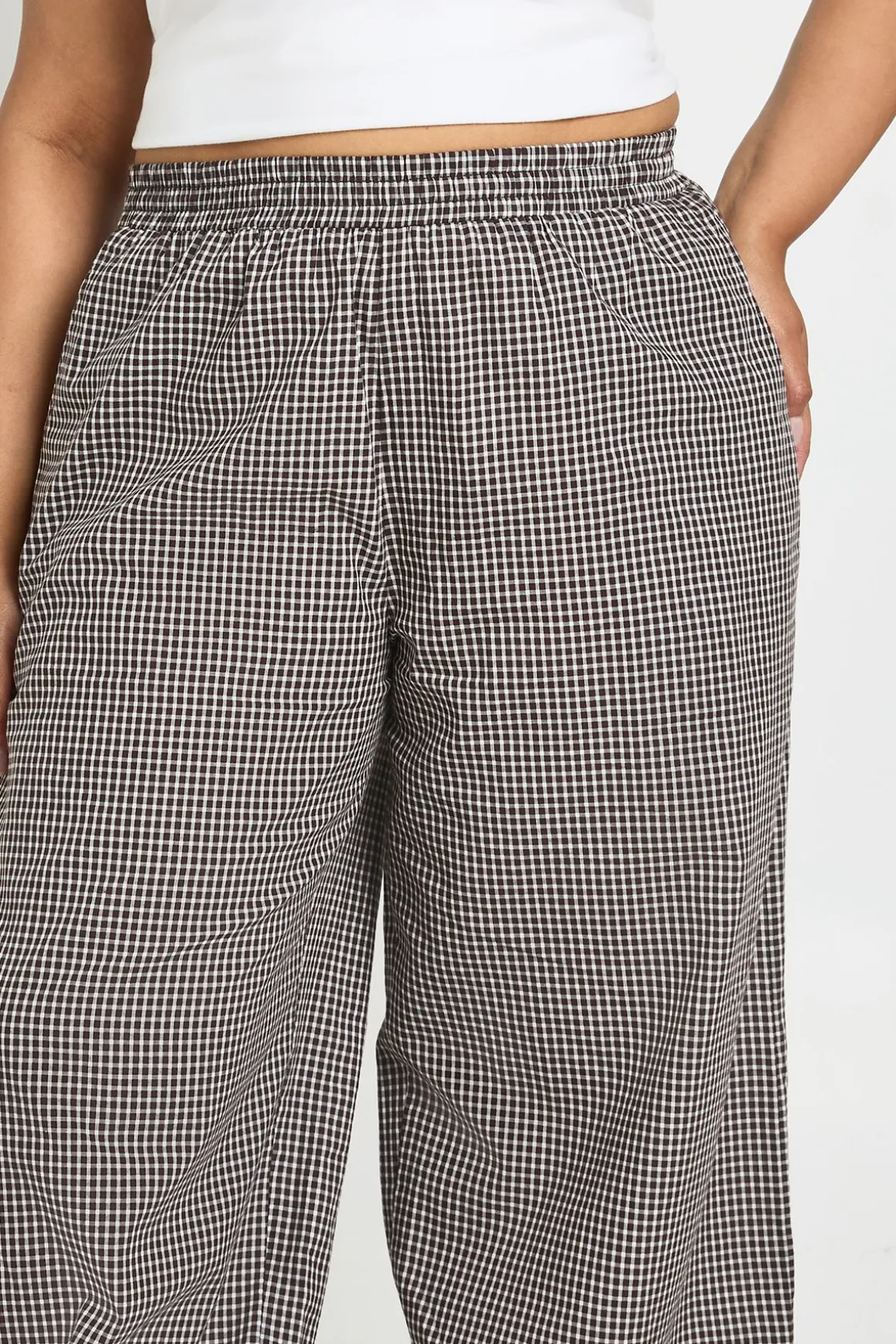 Pantalon Ballon Grande Taille À Taille Élastiquée À Carreaux Vichy