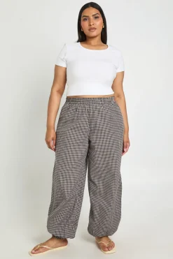 Pantalon Ballon Grande Taille À Taille Élastiquée À Carreaux Vichy