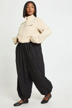 Pantalon Ballon Grande Taille En Popeline Avec Ceinture Dissimulée