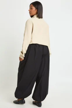 Pantalon Ballon Grande Taille En Popeline Avec Ceinture Dissimulée