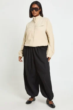 Pantalon Ballon Grande Taille En Popeline Avec Ceinture Dissimulée