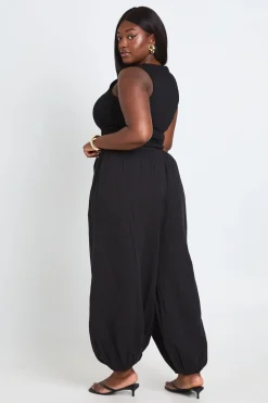 boohoo Pantalon Ballon Grande Taille En Étamine Taille Élastiquée<Femme Pantalons