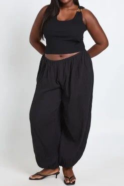 boohoo Pantalon Ballon Grande Taille En Étamine Taille Élastiquée<Femme Pantalons