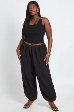 boohoo Pantalon Ballon Grande Taille En Étamine Taille Élastiquée<Femme Pantalons