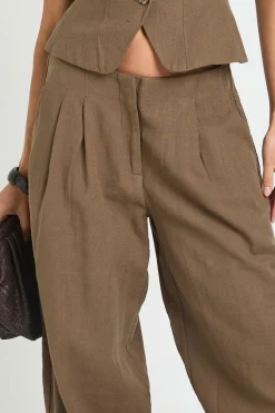 boohoo Pantalon Ballon Plissé Aspect Lin<Femme Pantalons|Tailleurs