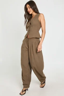 boohoo Pantalon Ballon Plissé Aspect Lin<Femme Pantalons|Tailleurs