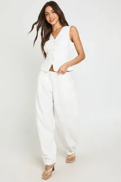 Pantalon Ballon Plissé Aspect Lin