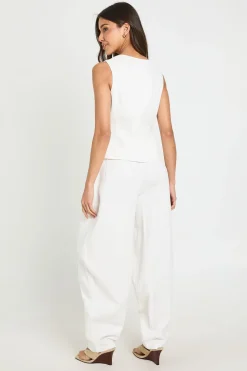 Pantalon Ballon Plissé Aspect Lin