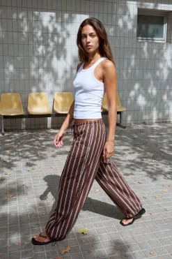 boohoo Pantalon Ballon À Rayures Avec Liens Aux Chevilles<Femme Pantalons|Looks Chocolat