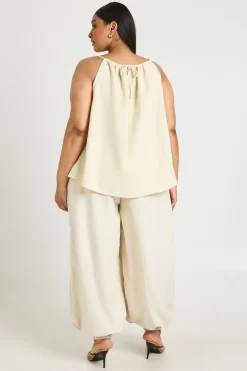 Pantalon Ballon À Revers Effet Peau De Pêche Grande Taille