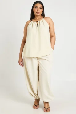 Pantalon Ballon À Revers Effet Peau De Pêche Grande Taille
