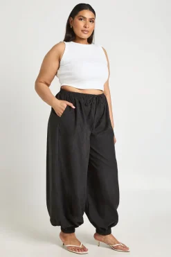 Pantalon Ballon À Revers En Tissu Pêche Grande Taille