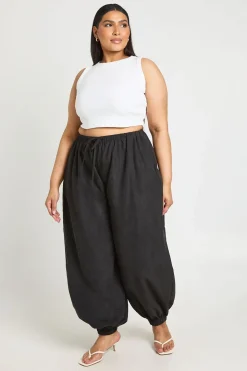 Pantalon Ballon À Revers En Tissu Pêche Grande Taille
