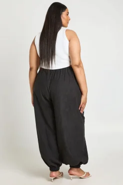 Pantalon Ballon À Revers En Tissu Pêche Grande Taille