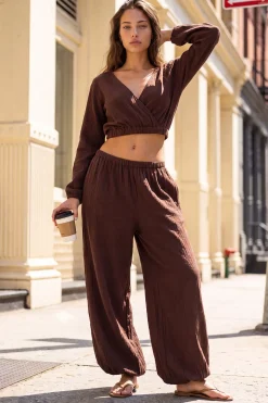 Pantalon Ballon Taille Basse En Gaze De Coton