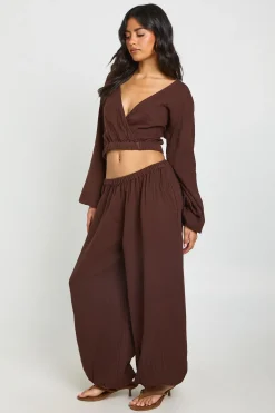 Pantalon Ballon Taille Basse En Gaze De Coton