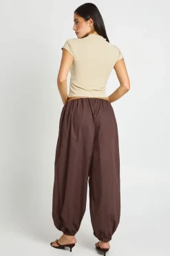 Pantalon Ballon Taille Basse En Popeline Avec Ceinture Dissimulée