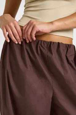 Pantalon Ballon Taille Basse En Popeline Avec Ceinture Dissimulée