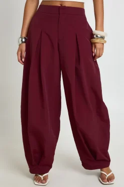 Pantalon Barrel En Nylon À Plis Frontaux