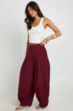 Pantalon Barrel En Nylon À Plis Frontaux