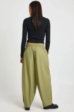 Pantalon Barrel En Popeline À Taille Élastique