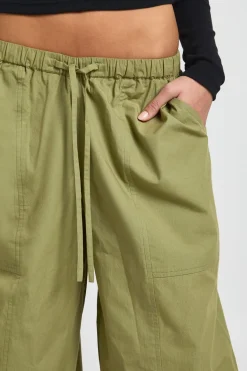 Pantalon Barrel En Popeline À Taille Élastique