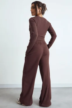 Pantalon basique côtelé à jambe large