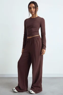 Pantalon basique côtelé à jambe large