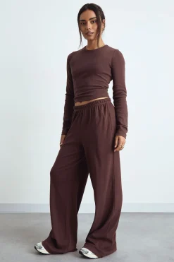 Pantalon basique côtelé à jambe large
