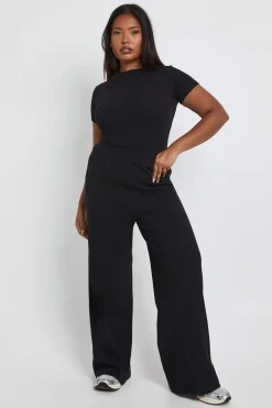 Pantalon basique en côtes à jambe droite