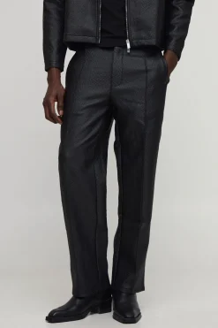 boohooMAN Pantalon Bouclé à Coupe Large à Revêtement Mat<Homme Ensembles