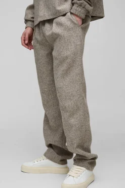boohooMAN Pantalon bouclé à jambe droite pour grande taille à taille élastiquée<Homme Pantalons Tall|Tout Afficher