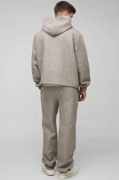 boohooMAN Pantalon bouclé à jambe droite pour grande taille à taille élastiquée<Homme Pantalons Tall|Tout Afficher