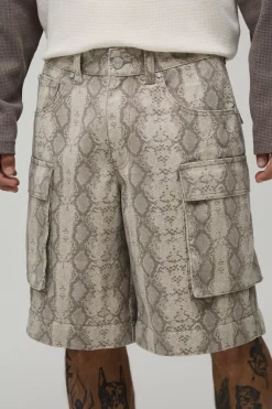 Pantalon Cargo Ample À Imprimé Synthétique Avec Jambes Amovibles