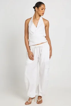 boohoo Pantalon Cargo Ballon Aspect Lin<Femme Pantalons