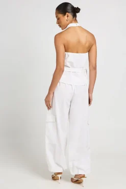 boohoo Pantalon Cargo Ballon Aspect Lin<Femme Pantalons