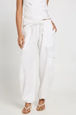 boohoo Pantalon Cargo Ballon Aspect Lin<Femme Pantalons