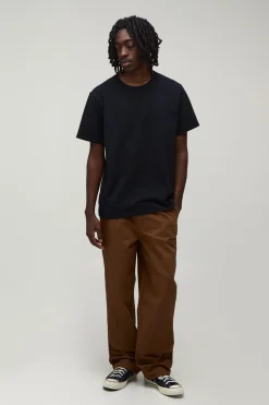 Pantalon Cargo Brodé Coupe Décontractée Bicolore
