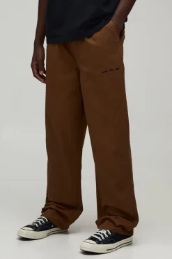 Pantalon Cargo Brodé Coupe Décontractée Bicolore
