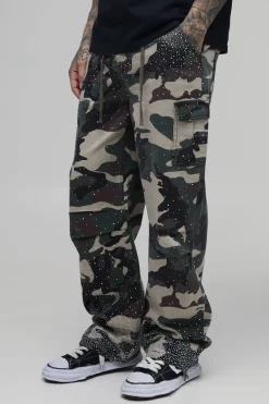 boohooMAN Pantalon Cargo Décontracté Avec Strass Pour Homme Grande Taille<Homme Pantalons Tall|Tout Afficher